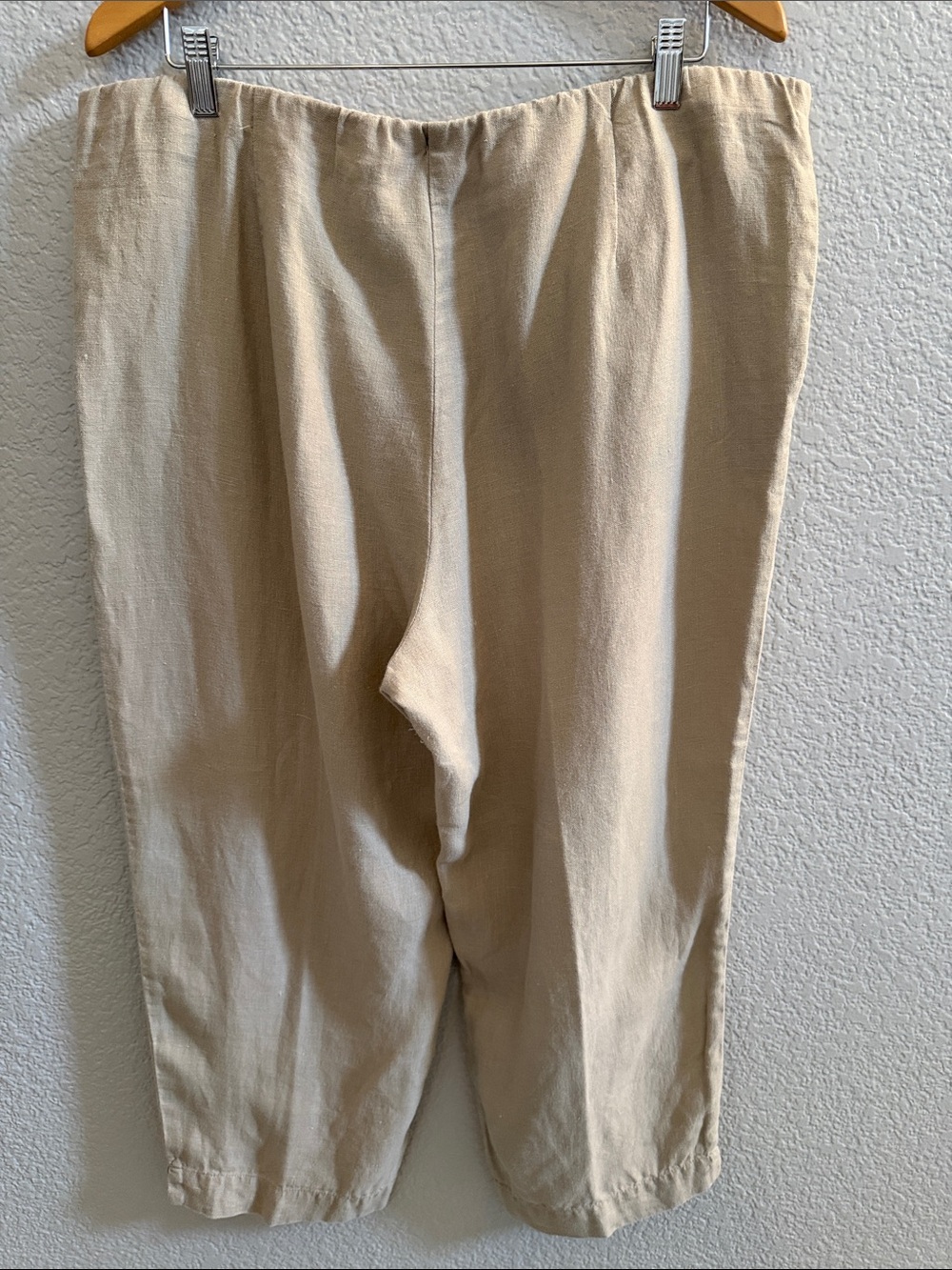 J. Jill Love Linen Cropped Capri Pants Beige Side Pockets Size Large - Picture 4 of 7